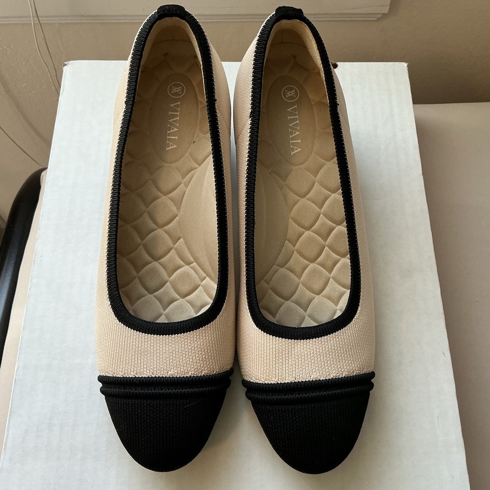 Vivaia Black and Cream Women's Heels